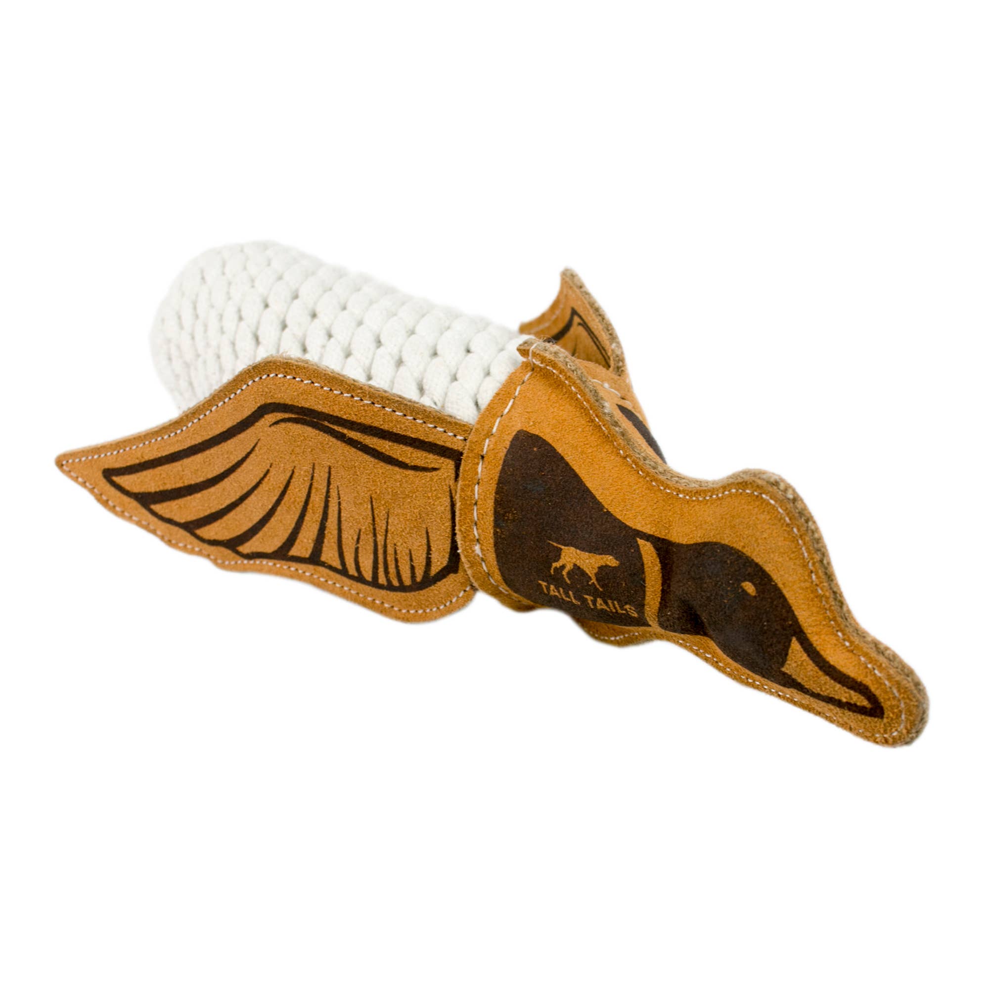 Dog Toy Duck Natural Leather Quacker Rope Tug Toy
