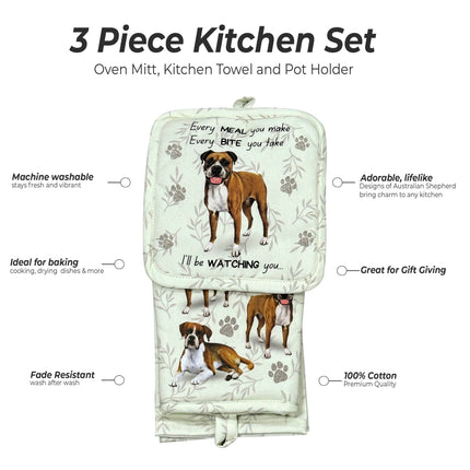 Boxer, oven mitt set