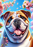 English Bulldog Brn/White Colorful Spring Large House Flag