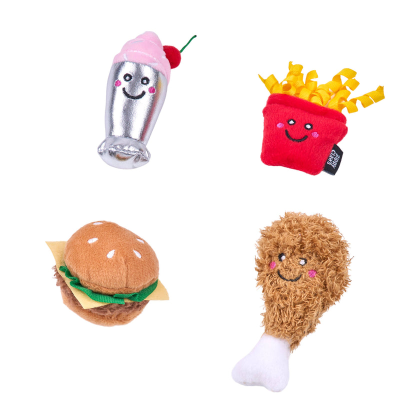 Cat Toy Fast Food ZippyClaws® NomNomz® 4-Pack Toy Set