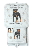 Rottweiler, oven mitt set