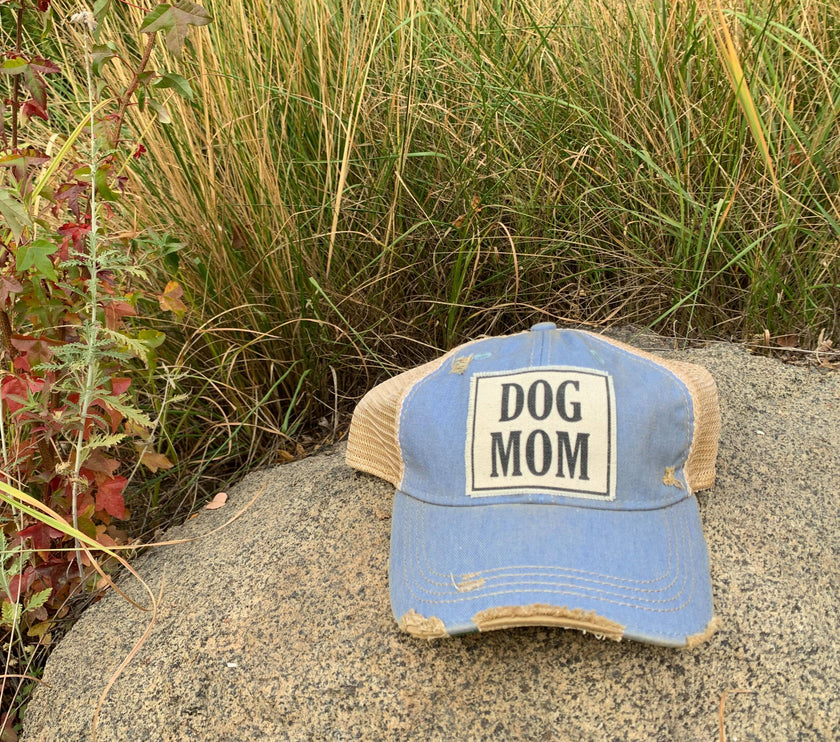 Dog Mom Distressed Trucker Hat Baseball Cap