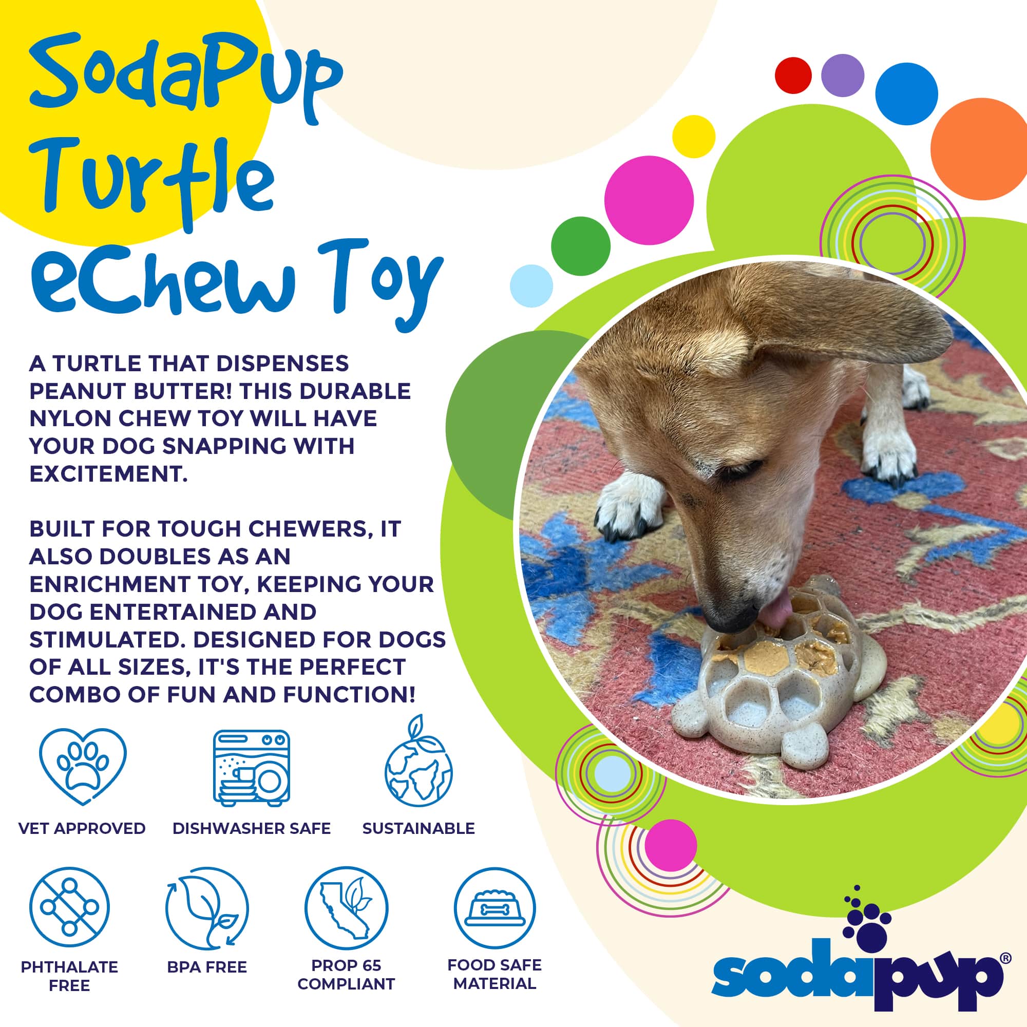 Dog Toy Turtle Durable Nylon Chew and Enrichment Toy