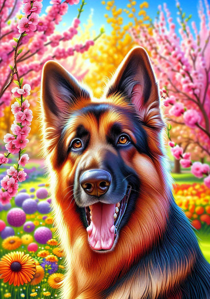 German Shepherd Large Colorful House Flag