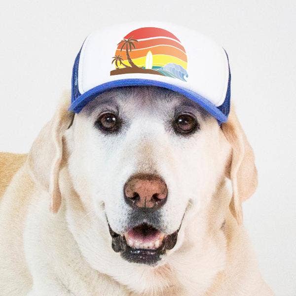 Trucker Hat for Dogs/Cats: Island Sunset Red / L
