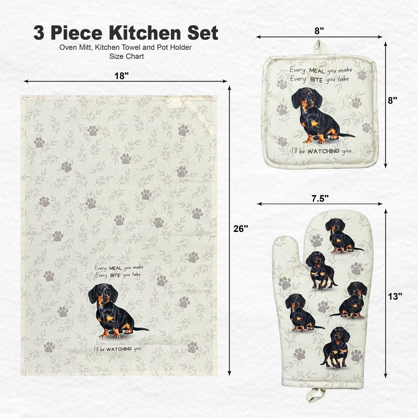 Dachshund Black, oven mitt set