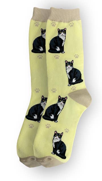 Black and White Cat Socks Unisex