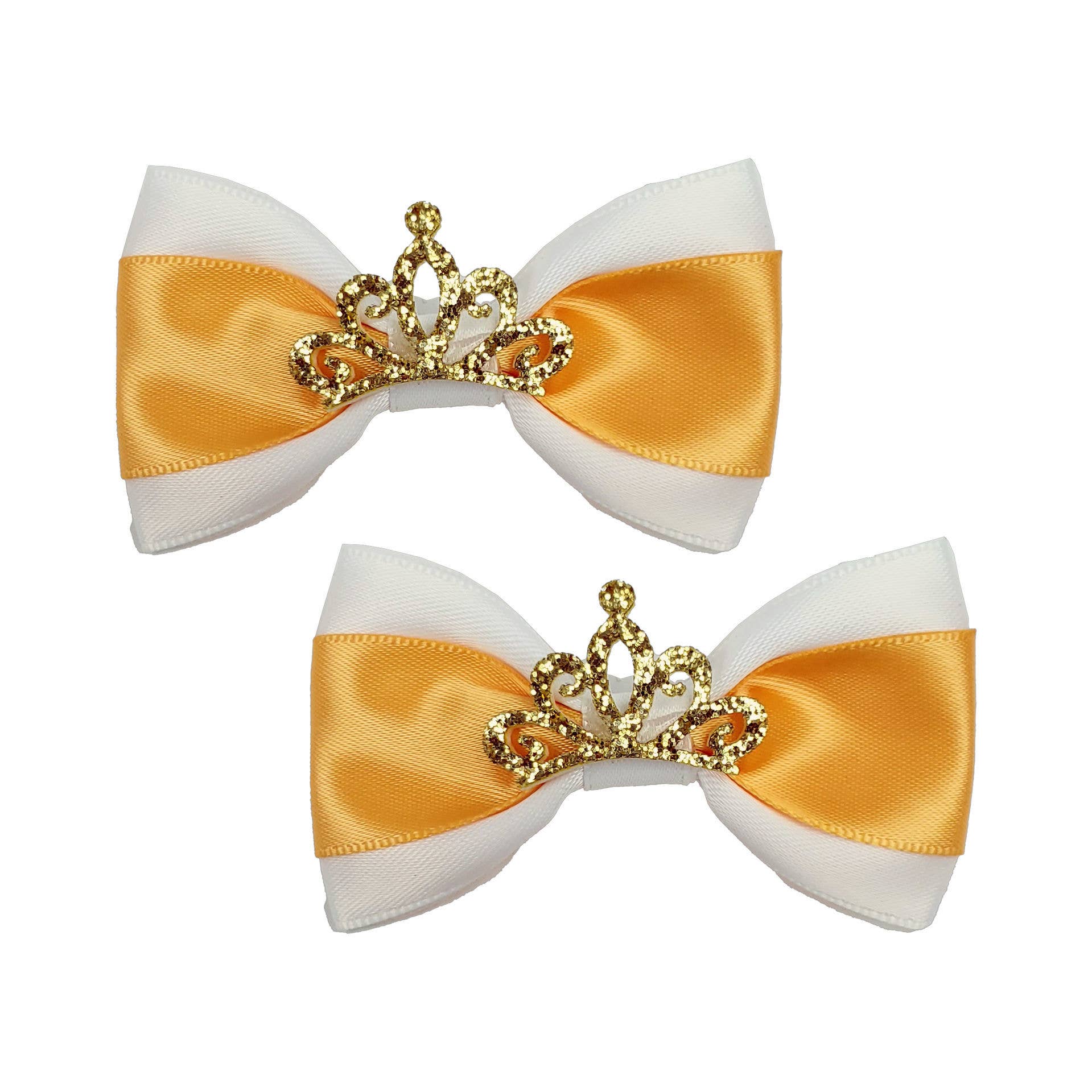 Gold & White with Tiara Dog Hair Bows