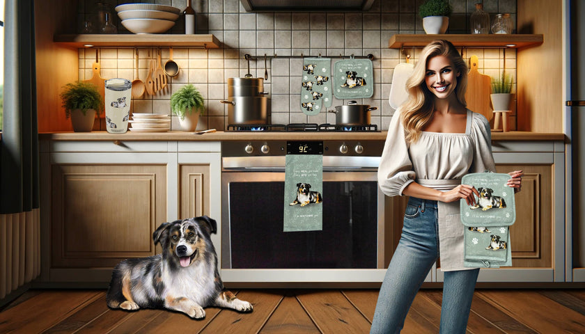 Australian Shepherd, oven mitt set