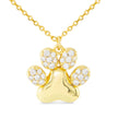 Necklace Paw Print Gold CZ Fashion Jewelry Necklace