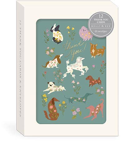 Dogs Boxed Thank You Note Cards Flower Pets