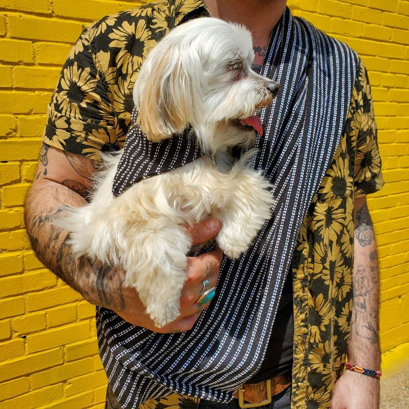 Dog Sling Woven Pinstripe Design