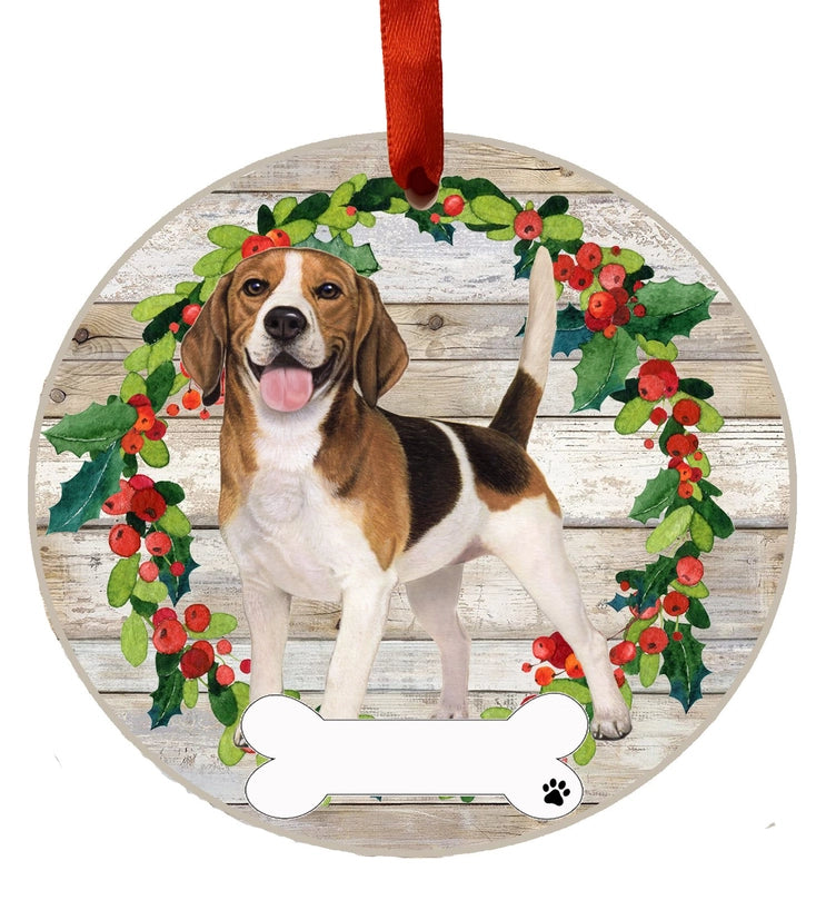 Beagle Ceramic Wreath Ornament (Full Body)