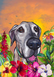 Great Dane - Hippie   Tropical Summer House Flag
