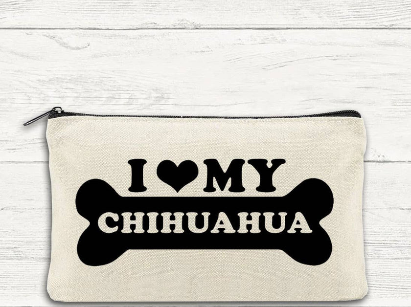I Love My Chihuahua Canvas Zipper Bag