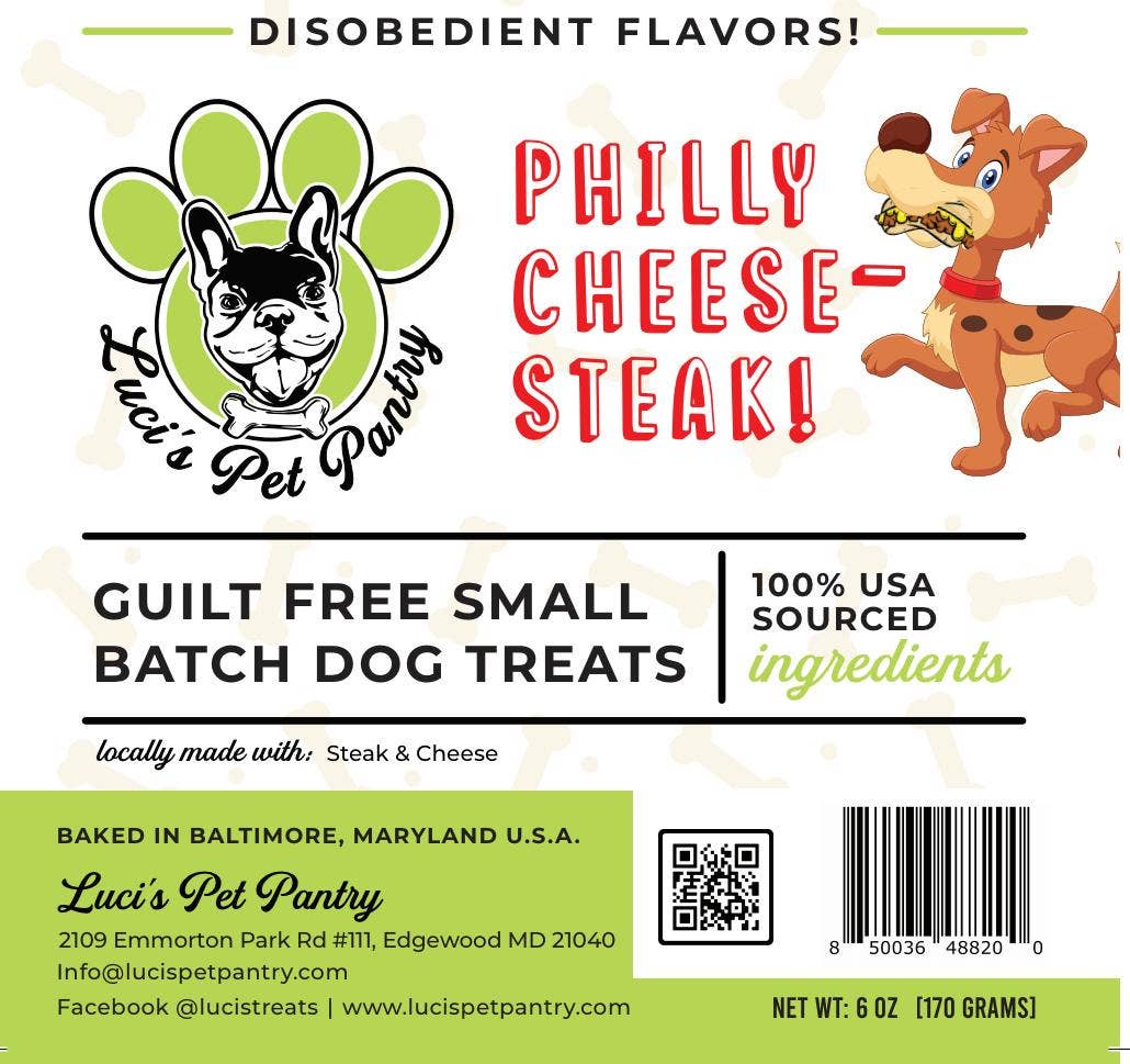 Philly Cheesesteak Dog Biscuits 6 oz Treat Pouch - 12 Pack