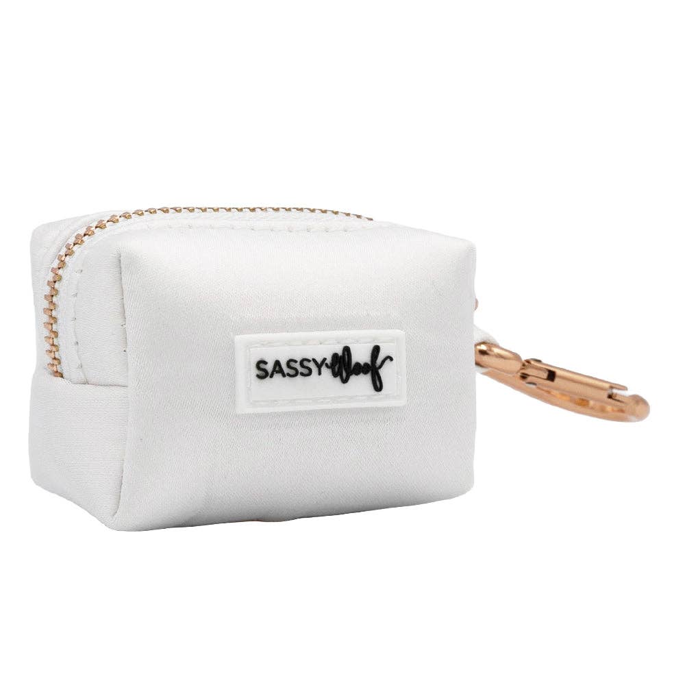 Dog Waste Bag Holder White Pup of Honor With Clasp