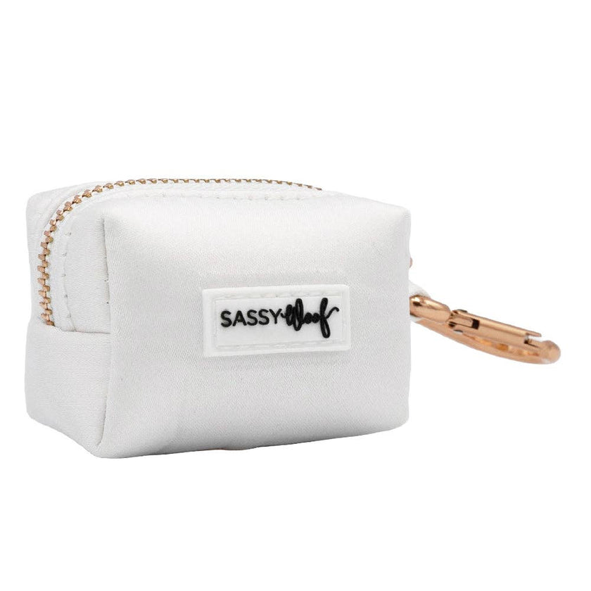 Dog Waste Bag Holder White Pup of Honor With Clasp