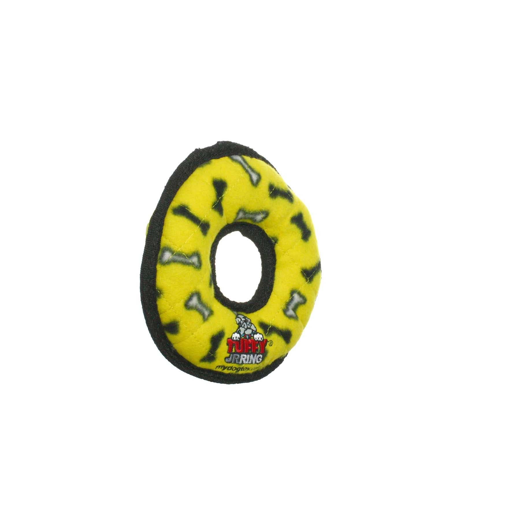 Tuffy Jr Ring - Yellow Bone, Durable, Squeaky Dog Toy
