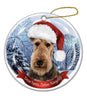 Airedale Santa Hat Dog Porcelain Ornament