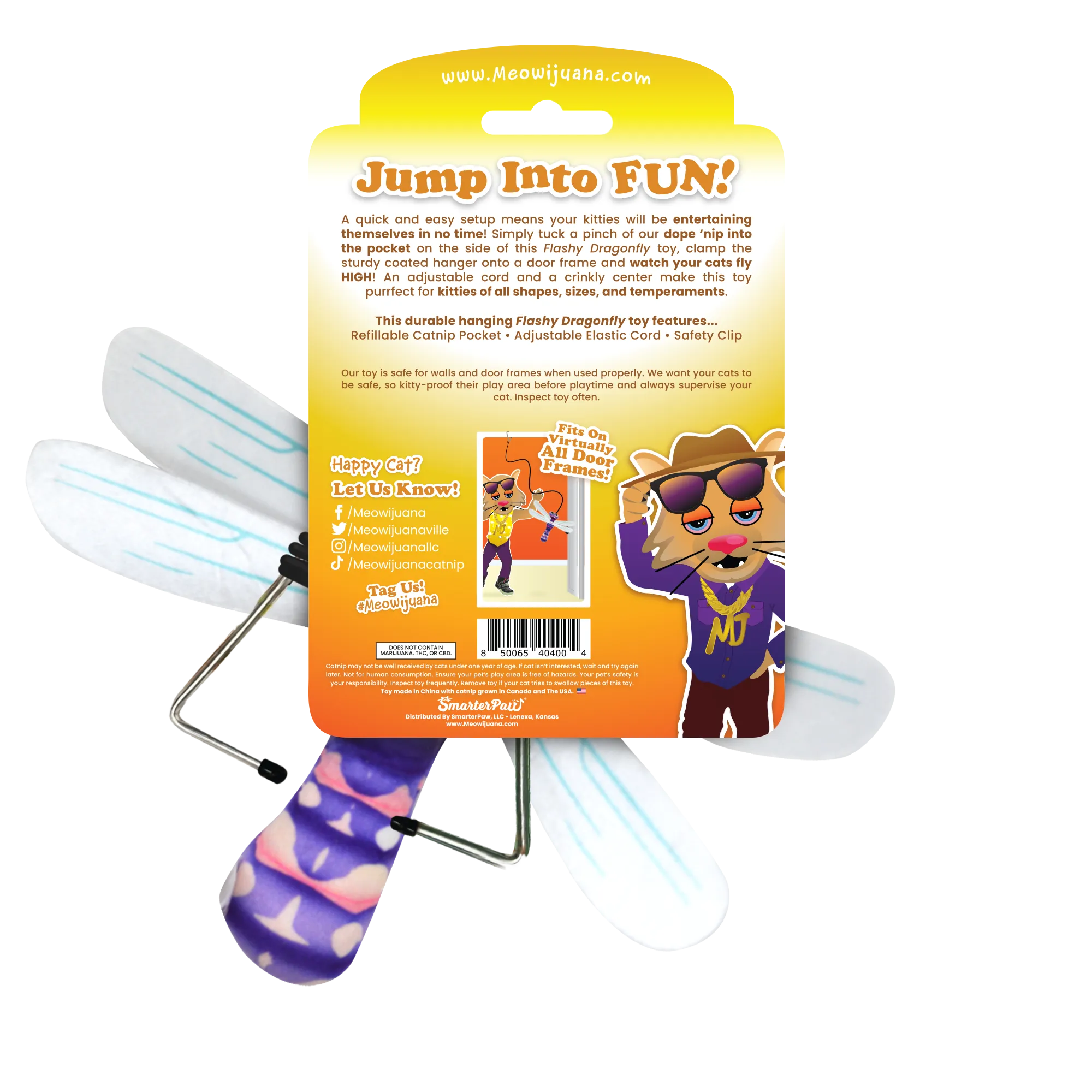 Meowijuana® Jump 'n' Jamb Dragonfly Catnip Teaser Toy