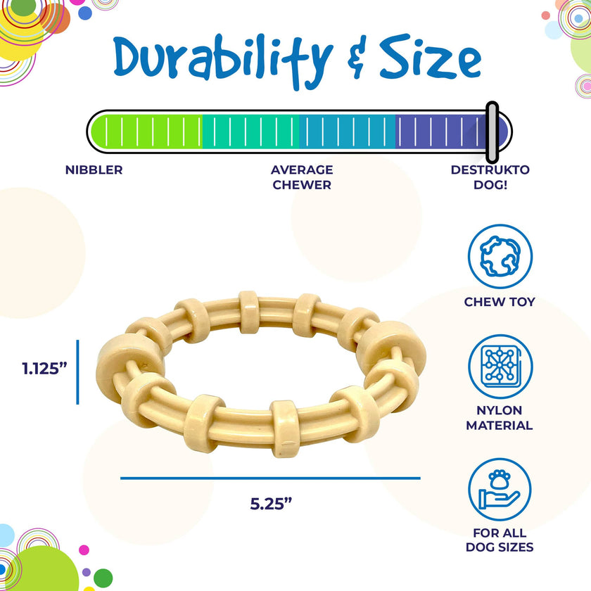 Dog Toy SP Honey Bone Chicken Flavored Teething Dog Toy Ring for Aggressive Chew