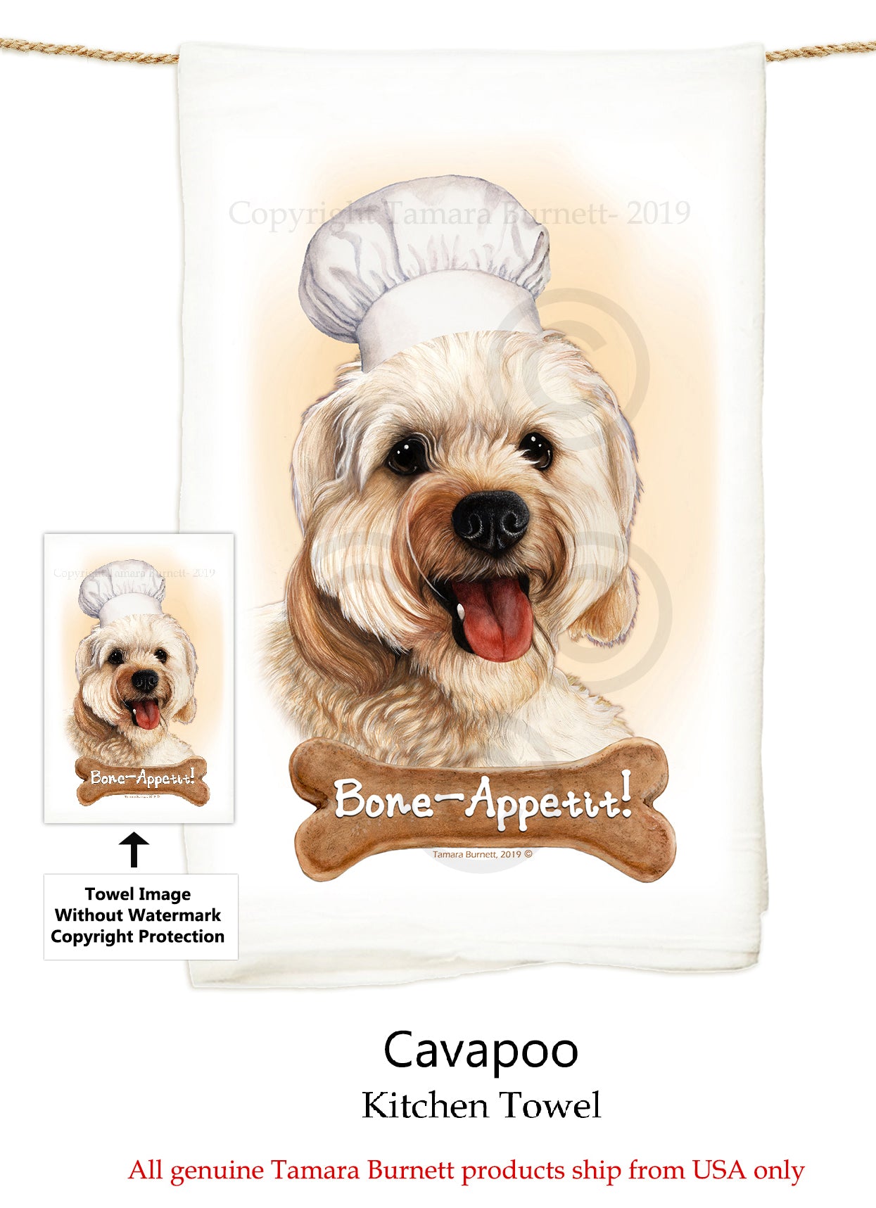 Cavapoo Flour Sack Kitchen Towel