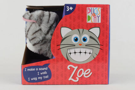 ZOE the Silver Tabby Walking Cat Toy