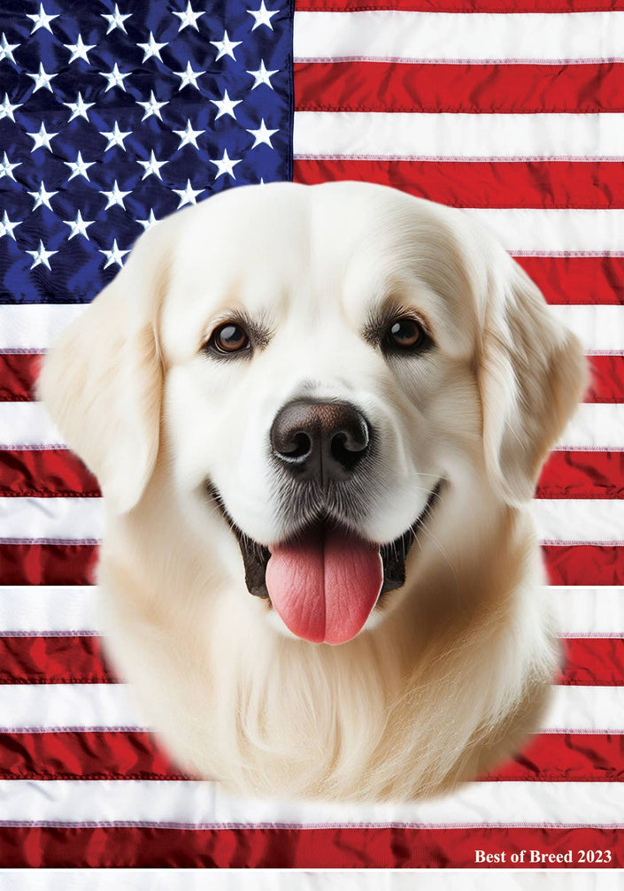 Golden Retriever White Patriotic III Garden Flag