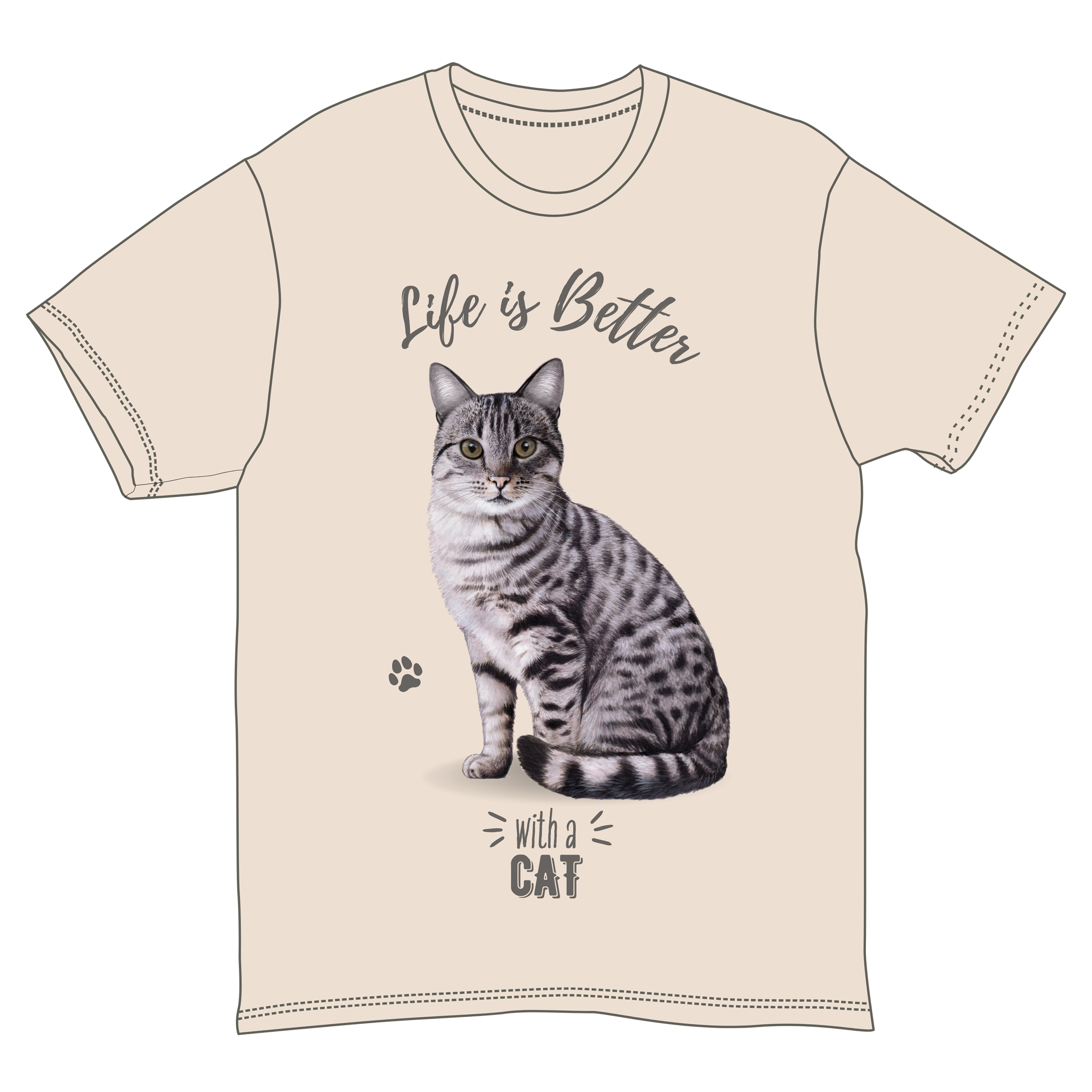 Silver Tabby Cat Tee Shirt Unisex