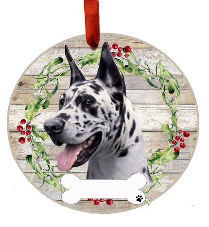 Great Dane Ceramic Wreath Ornament (Harlequin Cropped)