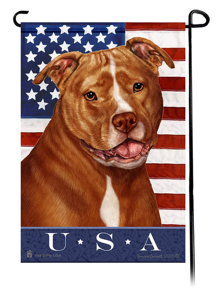 Pit Bull Orange & White Uncropped True Blue Garden Flag