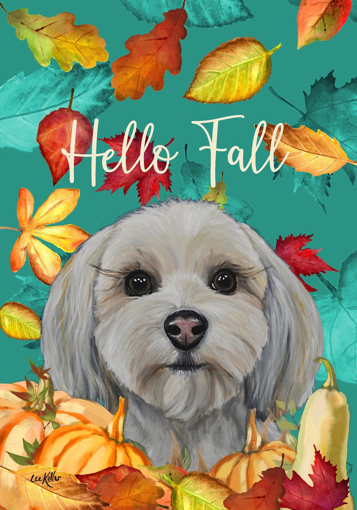 Havanese Hello Fall Large House Flag