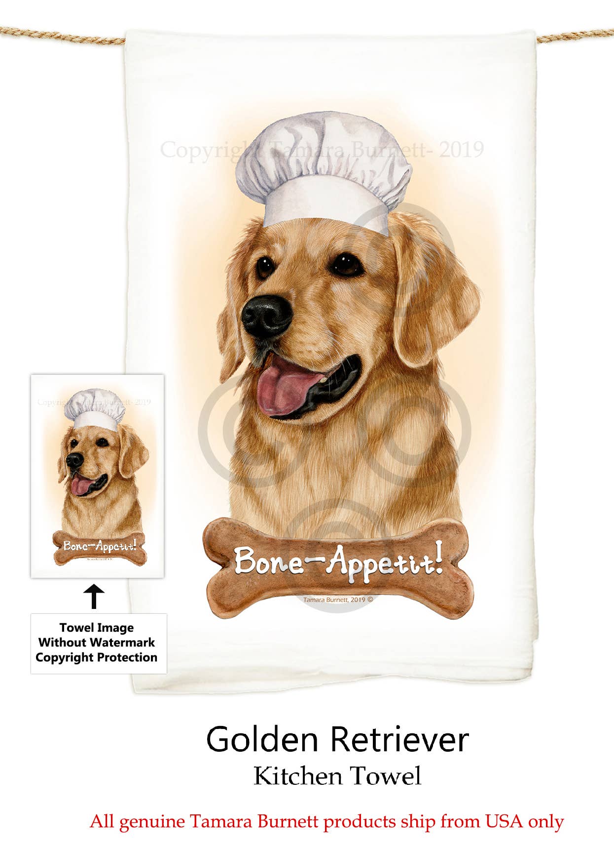 Golden Retriever Flour Sack Kitchen Towel