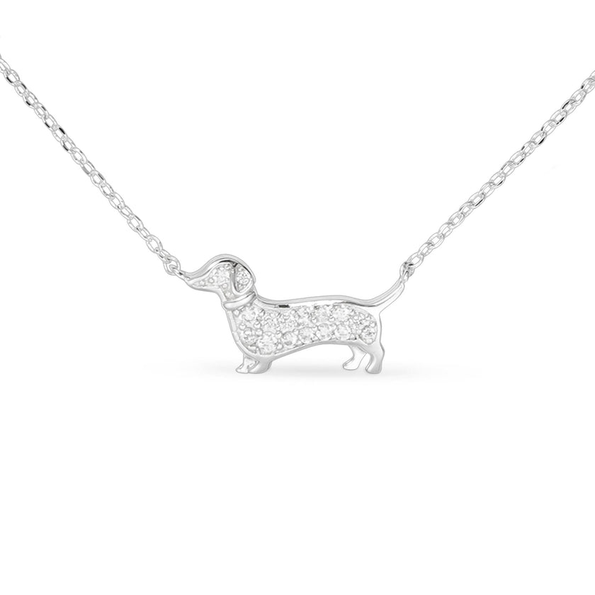 Silver CZ Pet Dog Necklace