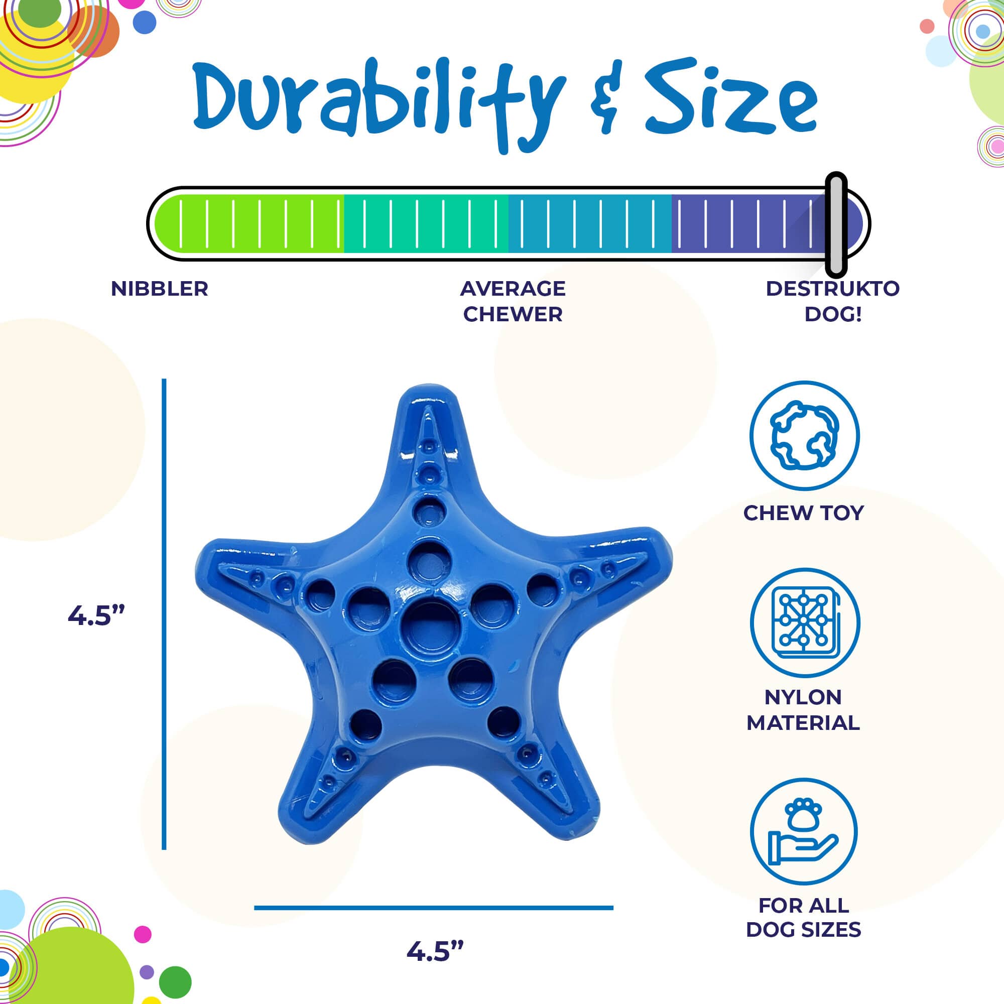 SP Starfish Ultra Durable Nylon Dog Chew Toy for Aggressive Chewers