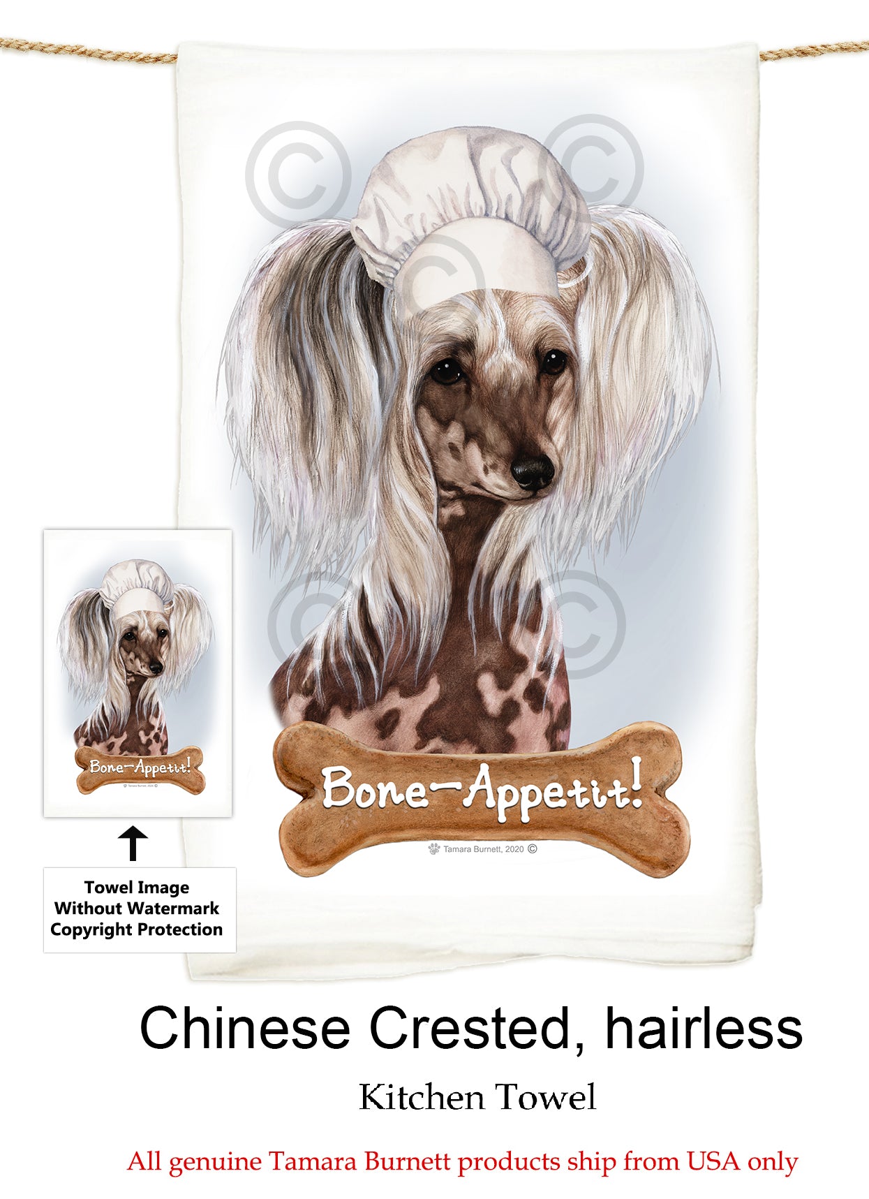 Chinese Crested Flour Sack Kitchen Towel