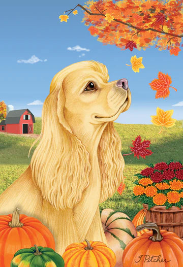 Cocker Spaniel, Buff Garden Flag (Fall)