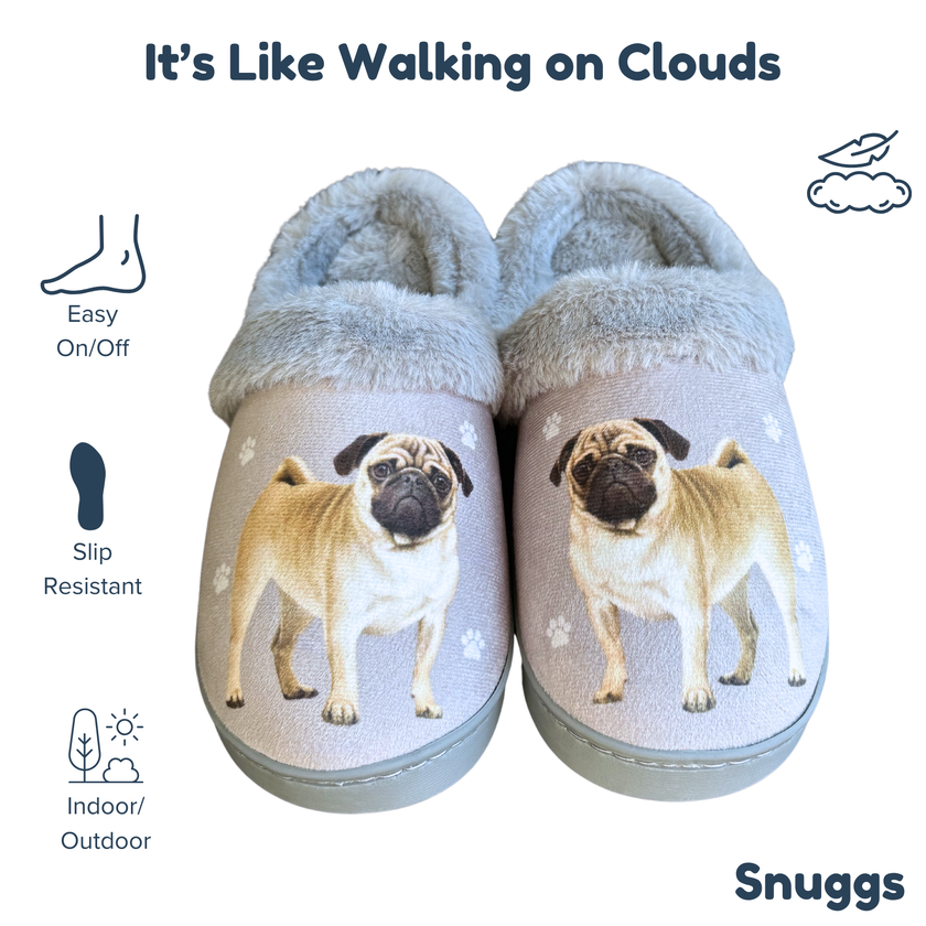 Pug Dog Pet Lovers Comfy Snuggs Slippers