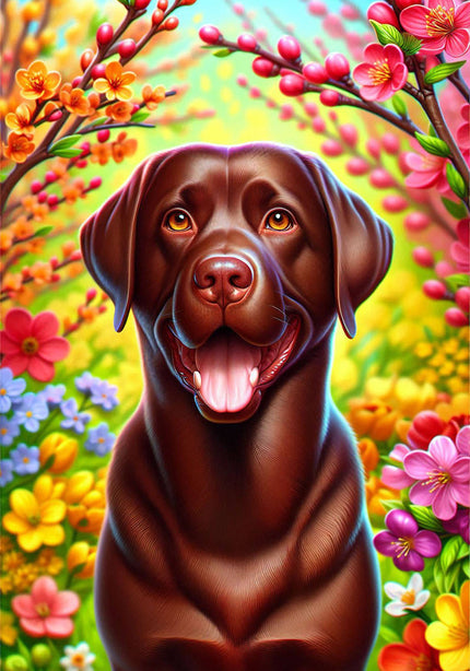 Chocolate Labrador Colorful Large House Flag