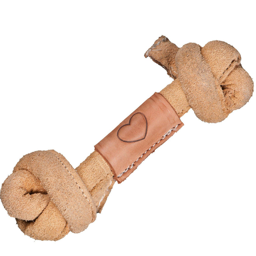 Huggle-Hide Natural Leather Knotted Bone Dog Toy