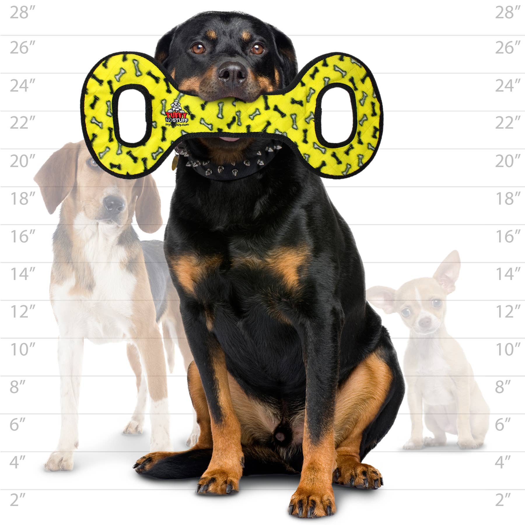 Tuffy No Stuff Ultimate Tug-O-War - Yellow, Squeaky Dog Toy
