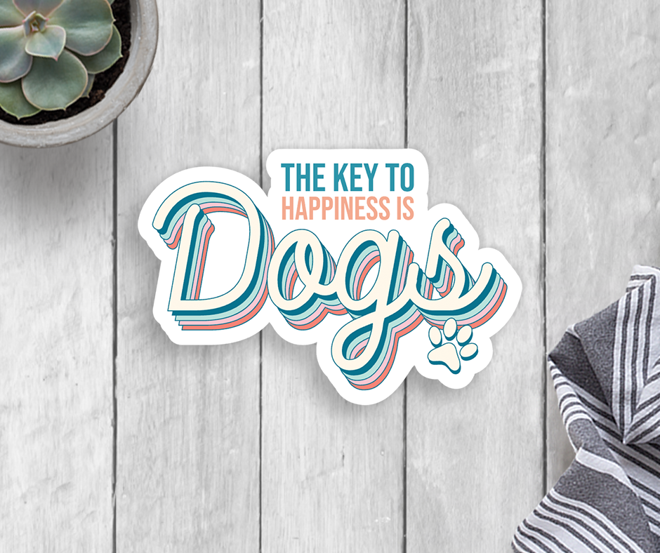 The Key To Happiness Is Dogs Sticker Vinyl Decal