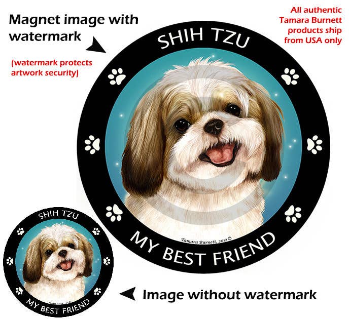 Shih Tzu Gold & White My Best Friend Circular Magnet