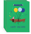 Dog Green Balloon Pets Dog Birthday Giftbag Small Vertical Bag