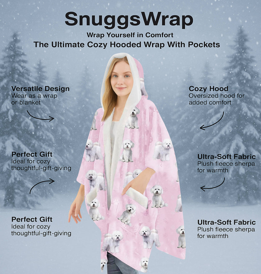 Bichon Frise Snugg Wraps with Hoodie – Ultra Soft Sherpa Fleece Wrap for Pet Lovers