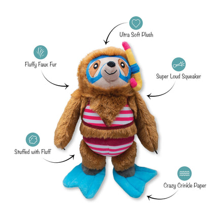 Dog Toy Sloth Swimin With The Fishes Plush Toy