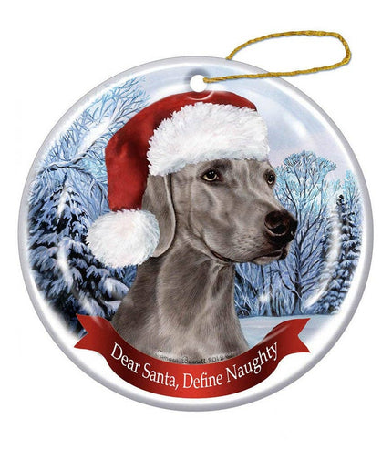 Weimaraner Santa Hat Dog Porcelain  Ornament