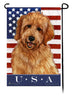 Goldendoodle Red True Blue Garden Flag