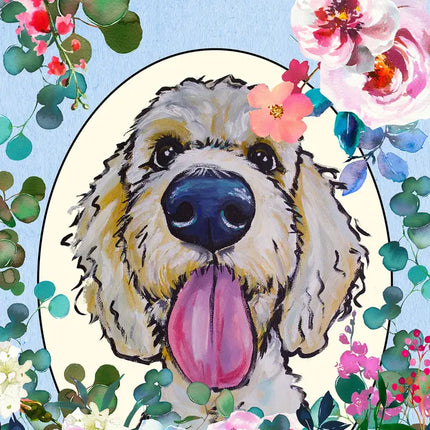 Goldendoodle Flowers Garden Flag